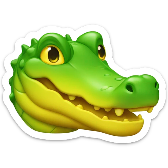 Emoji of a face of a green and yellow gummy alligator sticker