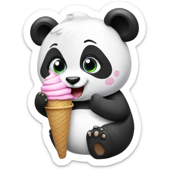 Panda eating ice cream sticker