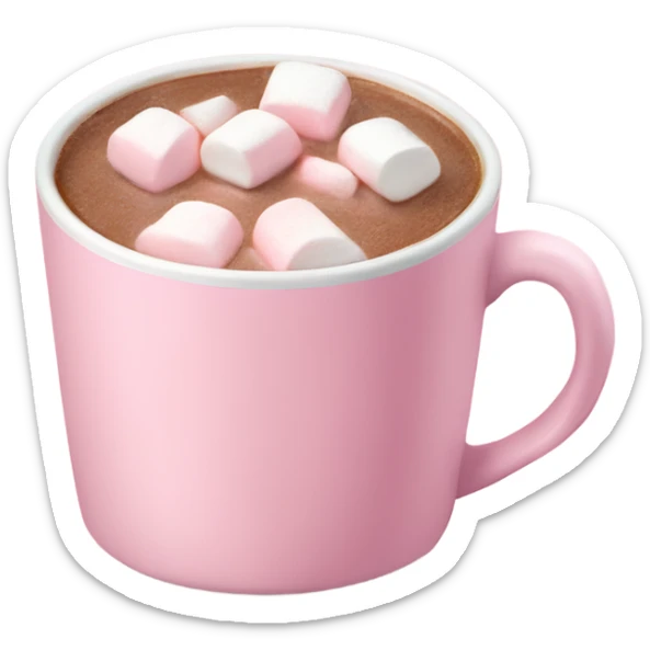 Light Pink mug of hot chocolate with marshmallows  sticker
