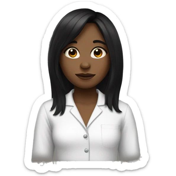 Girl with white skin and black hair wearing pajamas sticker