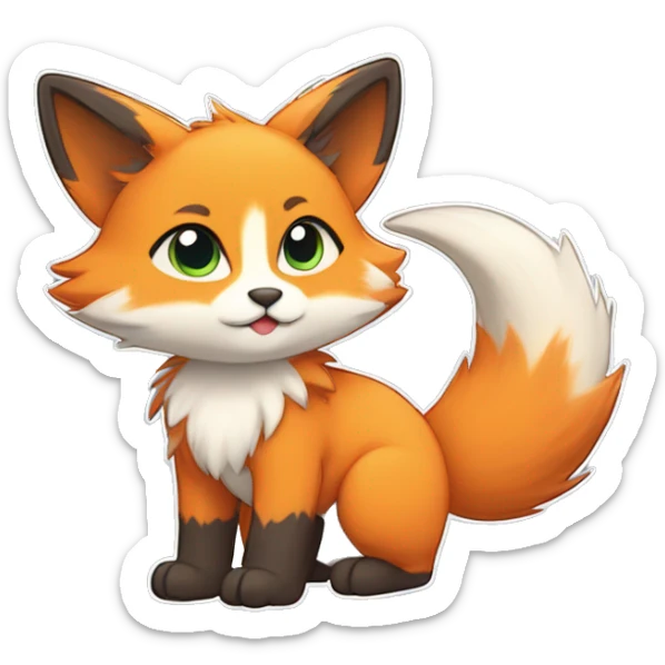 colorful fur-sona kemono-style-chibi-style cat-fox-Fakémon-hybrid full body sticker