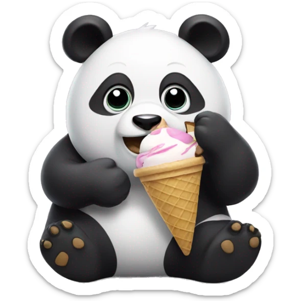 Panda eating ice cream sticker