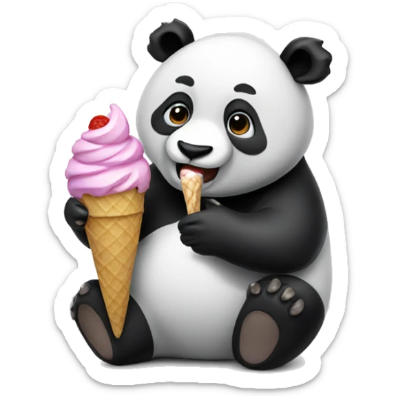 Panda eating ice cream sticker
