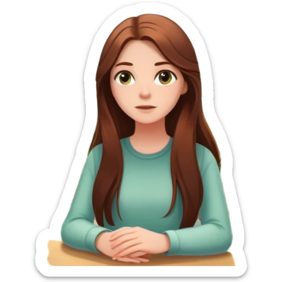 white girl with long brown hair gazing out a sunny window, surrounded by houseplants sticker