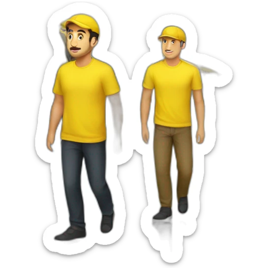 Armenian men in yellow clothing in public trasnport sticker