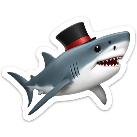 Shark with a top hat sticker