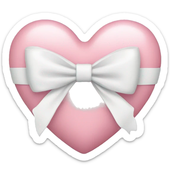 Pastel pink heart with white bow sticker