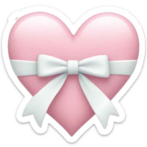 Pastel pink heart with white bow sticker