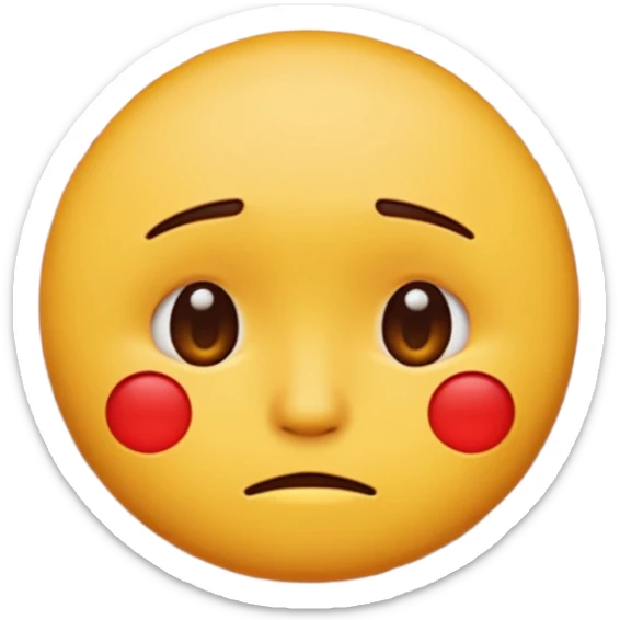 If you are familiar with the Melting Face Emoji, the round yellow face, with no define facial features, generate an emoji with that face but sad. Also, the face should be leaning against a red brick wall, with one cheek touching it, so this wall should be in perspective to understand the composition sticker