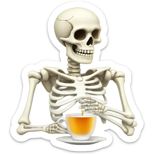 Skeleton drinking tea sticker