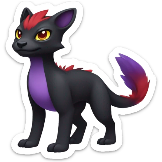 Cute cool dark black red purple yellow animal hybrid Fakemon full body sticker