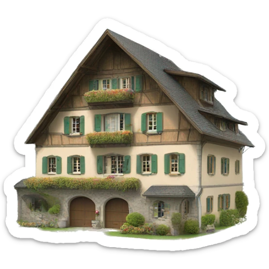 estate on the shore of a Swiss lake in the mountains sticker