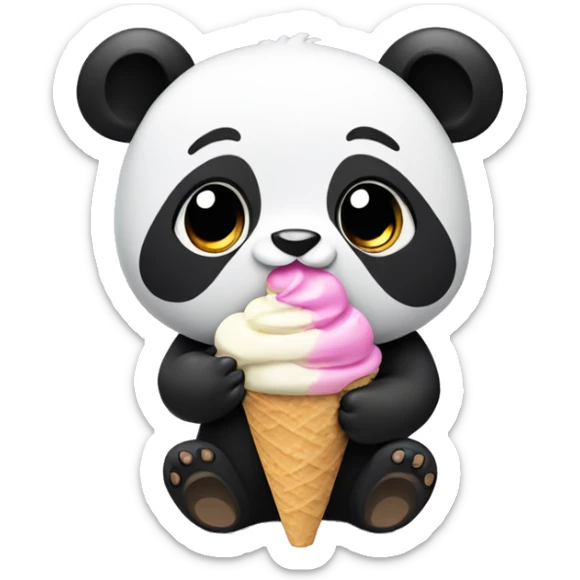 Panda eating ice cream sticker