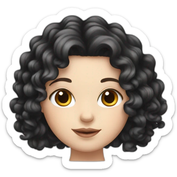 white girl with long black curly  sticker