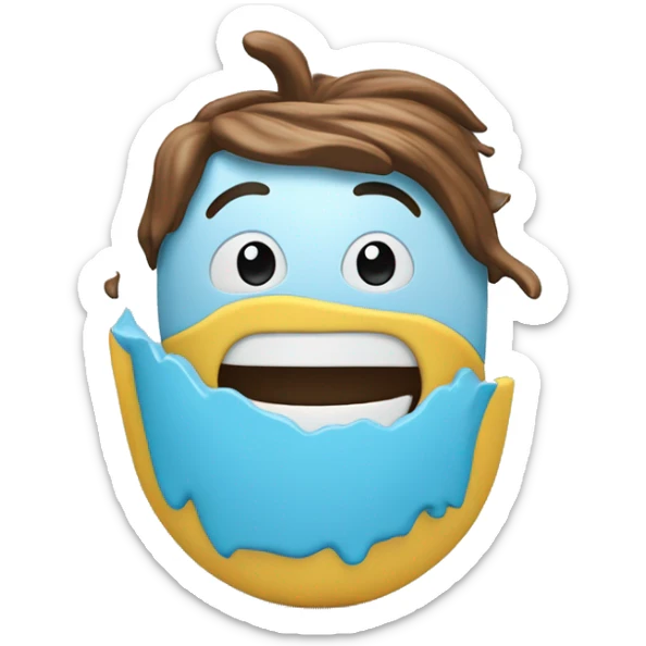 Emoji 3d de un bote de pintura con fondo azul y remarcado en celeste sticker