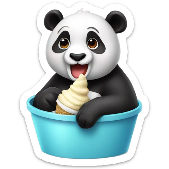Panda eating ice cream sticker