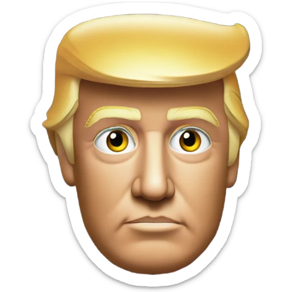 donald trump head on black background, soft warm purple, orange, yellow and violet lights sticker