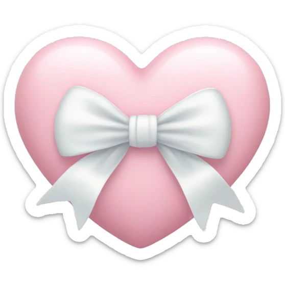 Pastel pink heart with white bow sticker