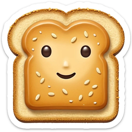 A slice of crispy golden toast with miso butter spread on top, rich brown glossy miso butter with sesame seeds, Japanese style, minimalist icon style sticker