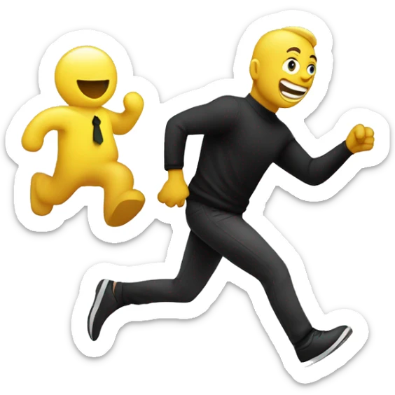 Yellow man in all black running with bag of money sticker