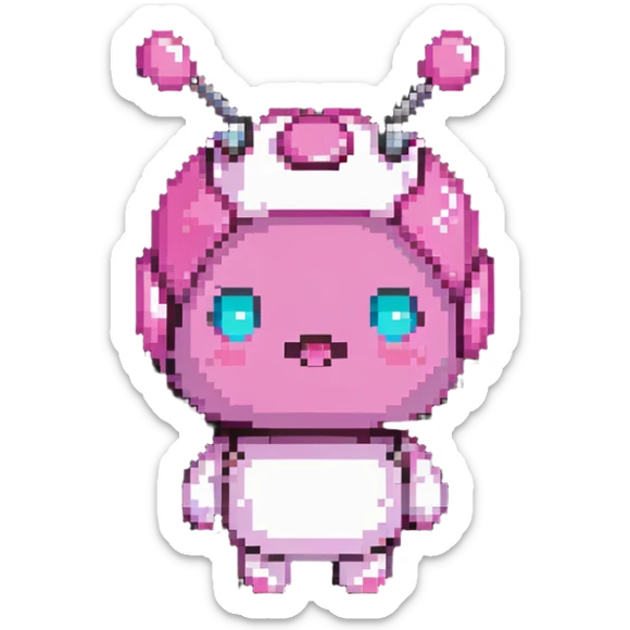 Majin Buu from Dragon Ball Z, pink round character, antenna on head, cute facial expression sticker