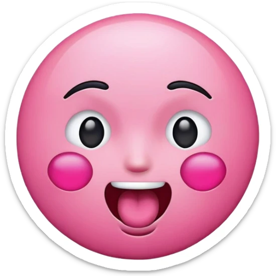 tiktok emoji with pink face looking excited with mouth open and eyes shut sticker