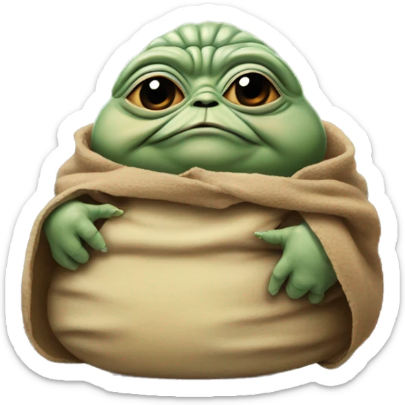 Jabba the hutt of Star Wars with the face of Baby Yoda sticker