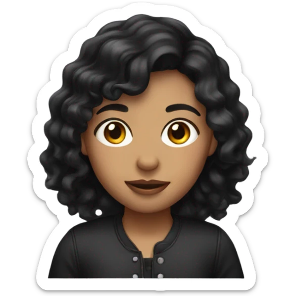 Girl with a black wavy hair  sticker