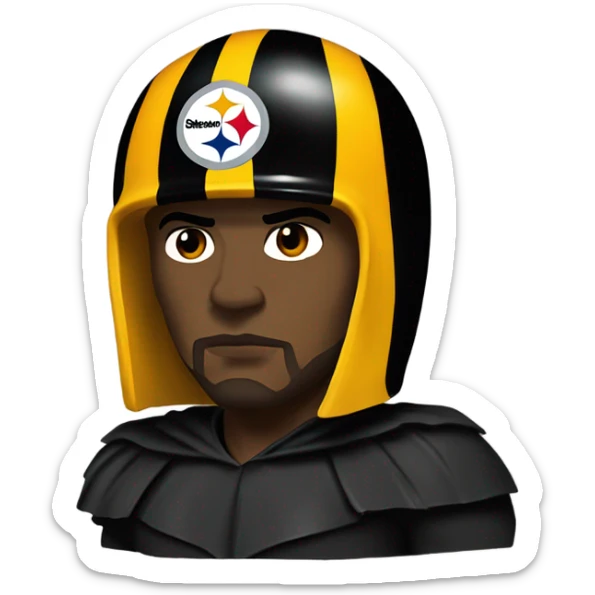 Mean Joe green Pittsburgh Steelers player in uniform and helmet with black cape lokikg scary sticker