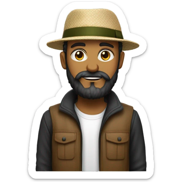 Italien costaud sans lunette avec une grosse barbe qui joue de la basse et porte une casquette noire sticker