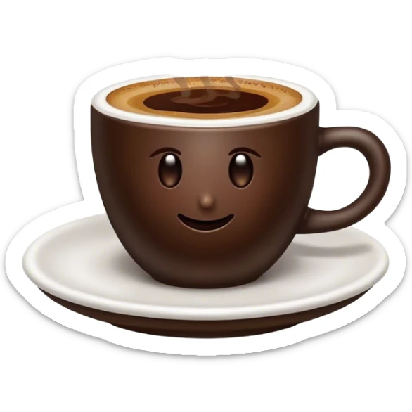 Cinematic Realistic Turkish Coffee Drink Emoji, depicted as a small cup of strong, aromatic coffee with thick foam rendered with detailed textures and warm, inviting lighting. sticker