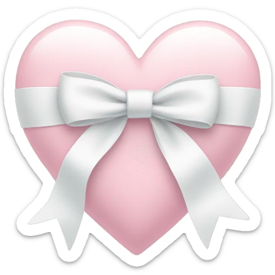 Pastel pink heart with white bow sticker