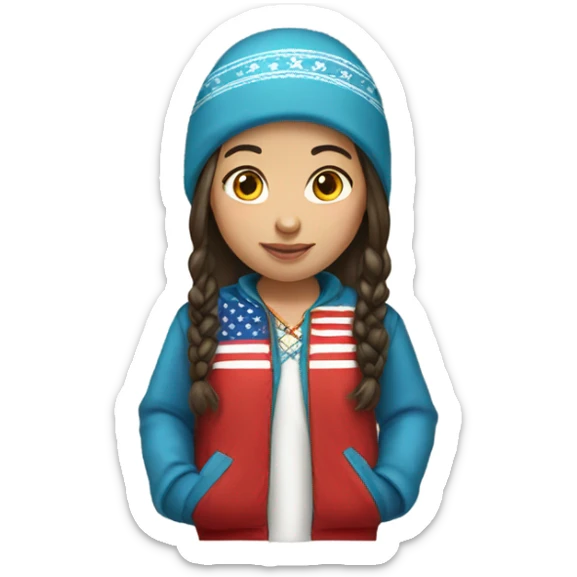 Kazakh girl wearing American clothes sticker