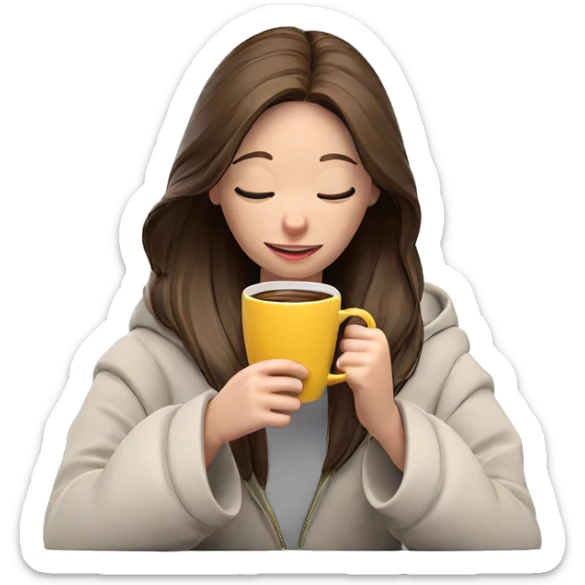 smiling girl with mug sticker