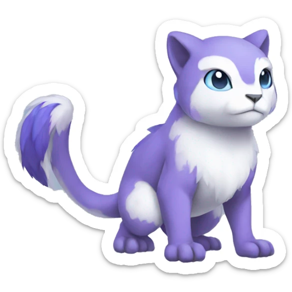 Cute cool purple white blue animal hybrid Fakemon full body sticker