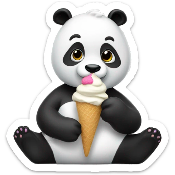 Panda eating ice cream sticker