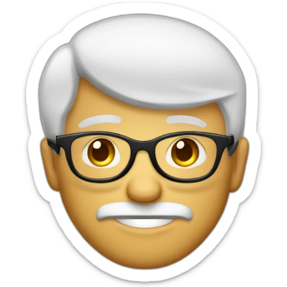 Viel homme mi-chauve cheveux courts blancs, avec lunettes rondes sticker