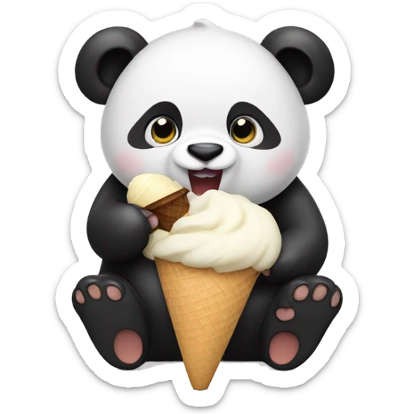 Panda eating ice cream sticker