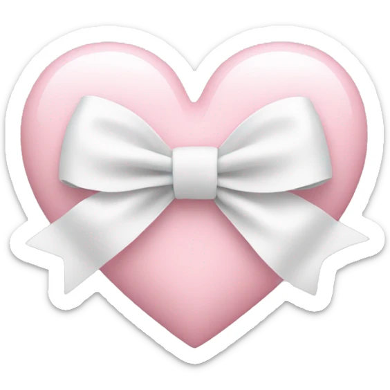 Pastel pink heart with white bow sticker