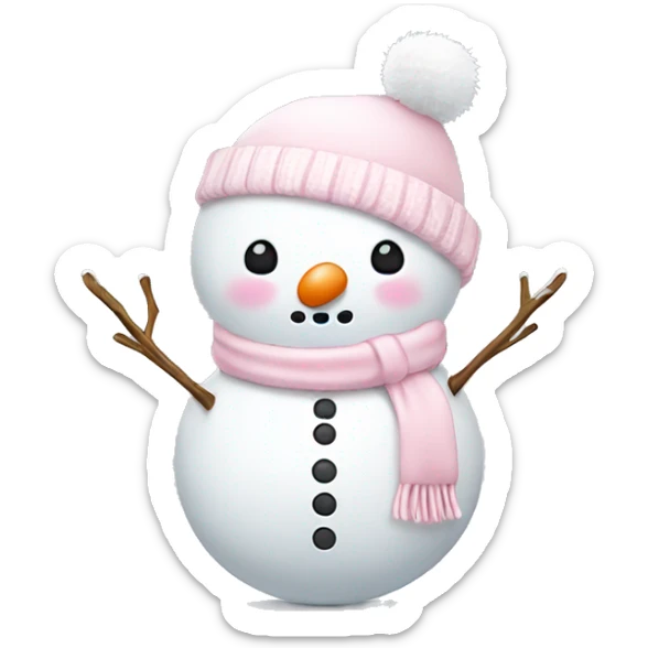 Cute white and light pink snowman sticker