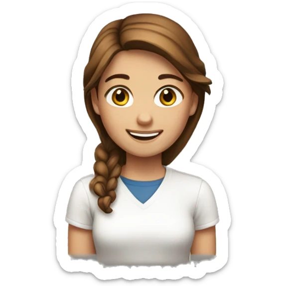 smiling girl with brown hair white shirt  sticker