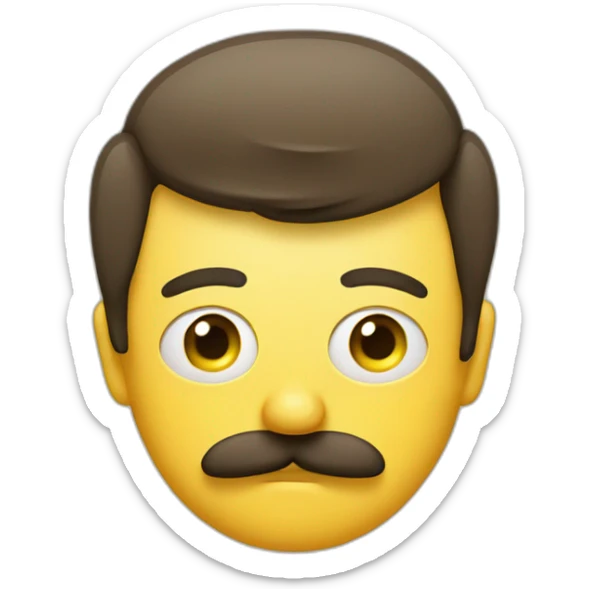 mustache style with a round yellow emoji face in the form of a confused expression sticker