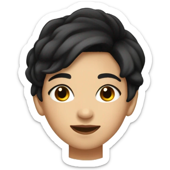 Lighter skinned lesbian girl with very short black boyish hair and brown eyes wearing all black sticker