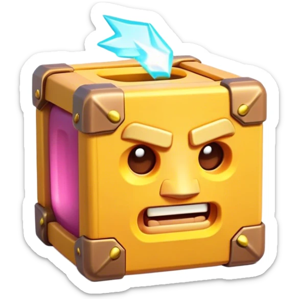 Clash of Clans aesthetic: Cinematic Playful Pixel 3D Health Box Portrait Emoji, rendered in a 3D vector-style similar to standard emojis with minimal shading and bold, simplified shapes. A compact, distinct form with signature details, softly glowing with a pixelated adventure charm. Simplified yet unmistakably iconic, highly detailed and consistent, glowing with a soft radiance and high shine. Stylized with a touch of classic pixel-art charm and a soft glowing outline, capturing the essence of a beloved gaming relic with a friendly, playful manner! sticker