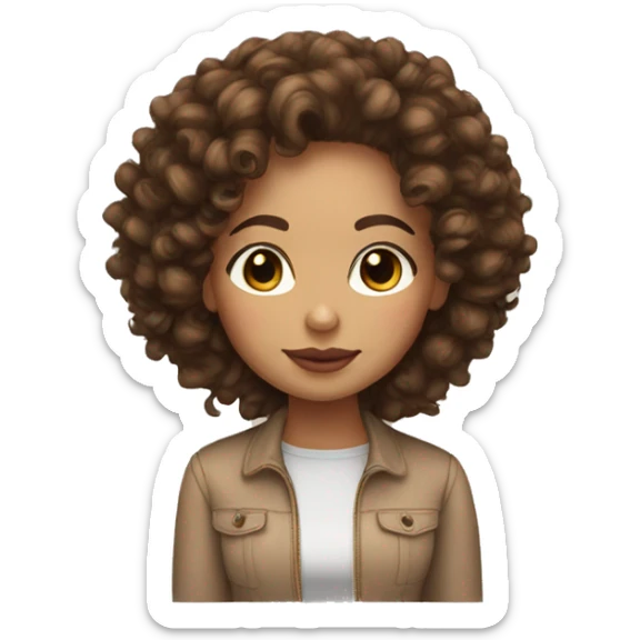 Latina light skin girl with brown curls and long lashes sticker