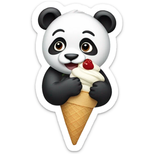 Panda eating ice cream sticker