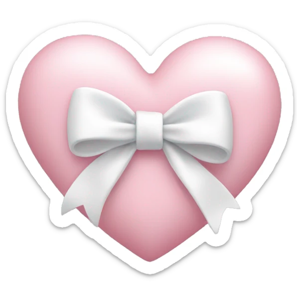 Pastel pink heart with white bow sticker