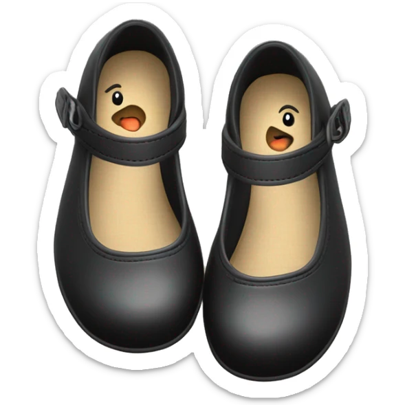 Pair of Black Mary Jane’s flat schoolgirl shoes black insides sticker