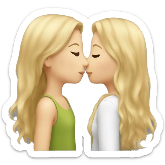 Two girls kissing brown hair and blonde hair  sticker