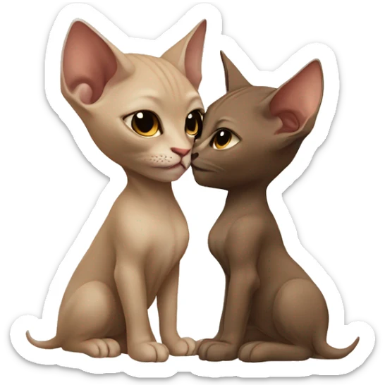 beige Sphinx cat and girl with long brown hair kissing it sticker